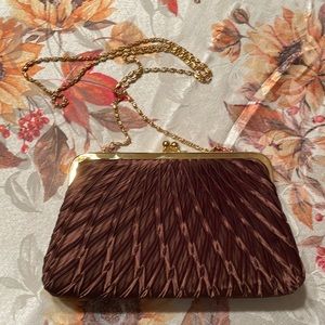 Vintage La Regale gold satin chocolate chain purse